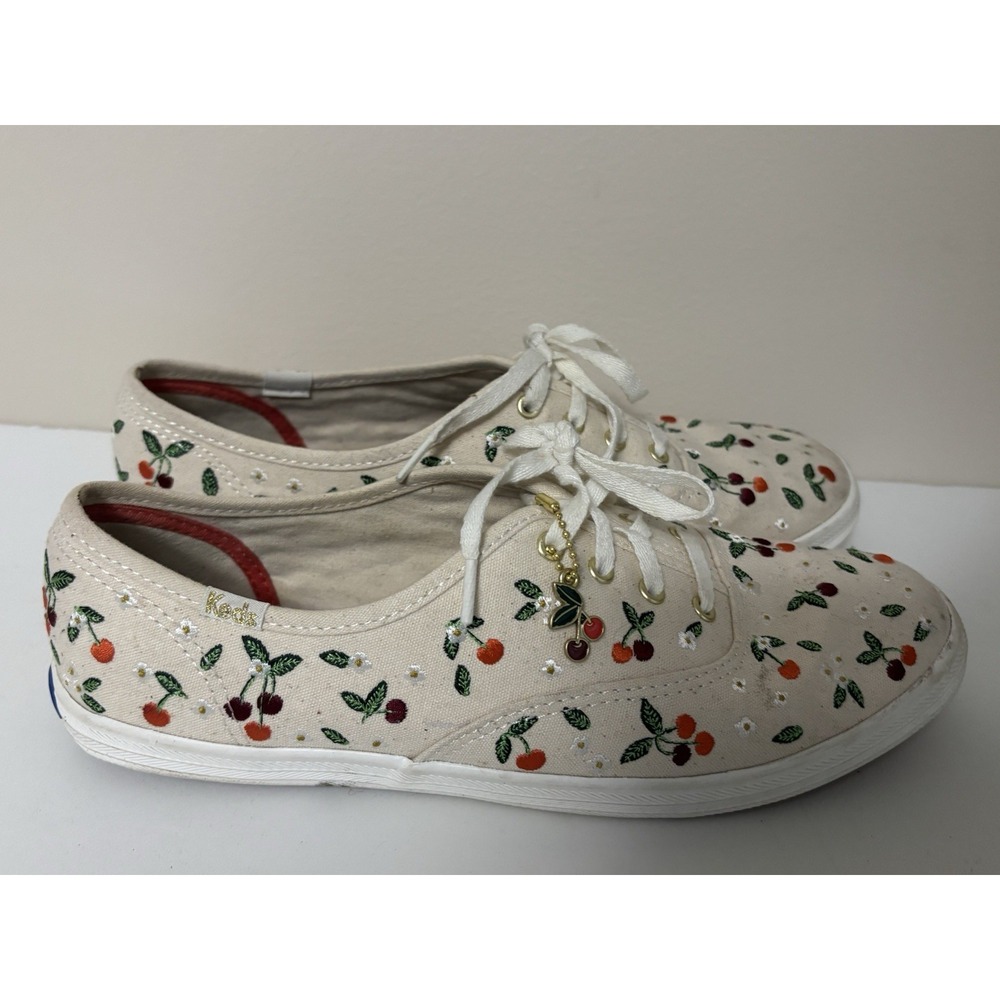 Keds x Rifle Paper Co Champion Lively Cherries Canvas Sneakers Womens 7.5 - Picture 1 of 9